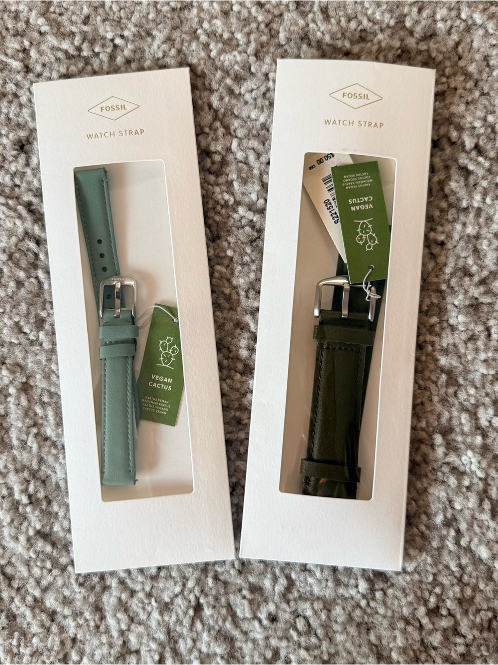 Fossil Vegan Cactus Watch Straps 2 Pack — 14mm Blue & 22mm Olive